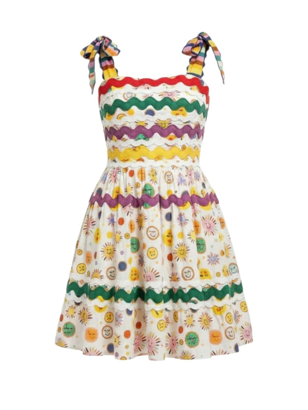 CeliaB Suhail Sun Moon Celestial White Ribbon Ruched Scallop Trim Mini Dress XL